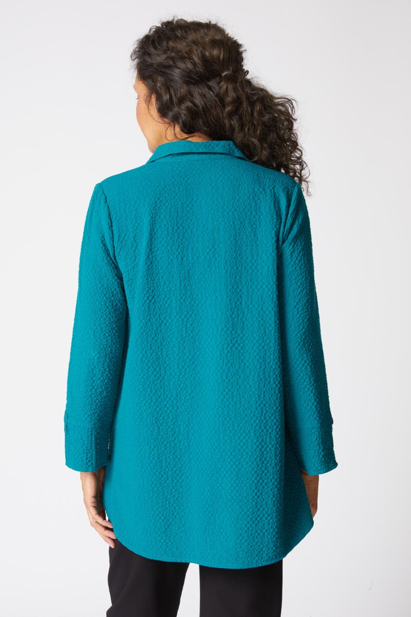 Crinkle Crepe Solid Patch Button Tunic