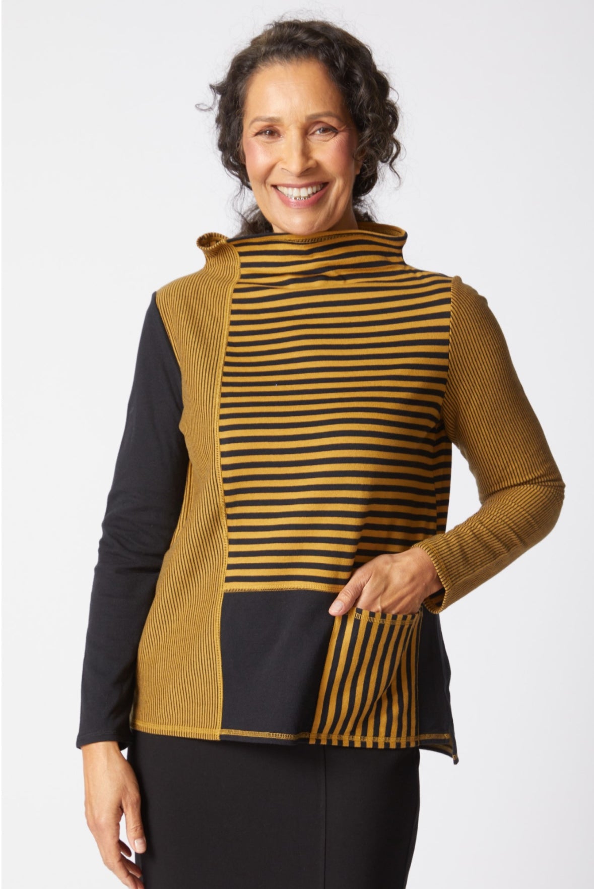Double Face Stripes Color Blocked Pullover
