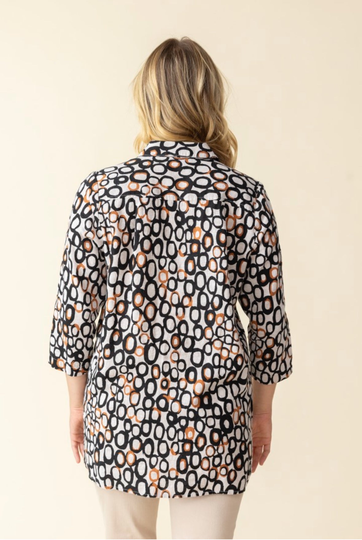 Linen Circle Hidden Placket Big Shirt