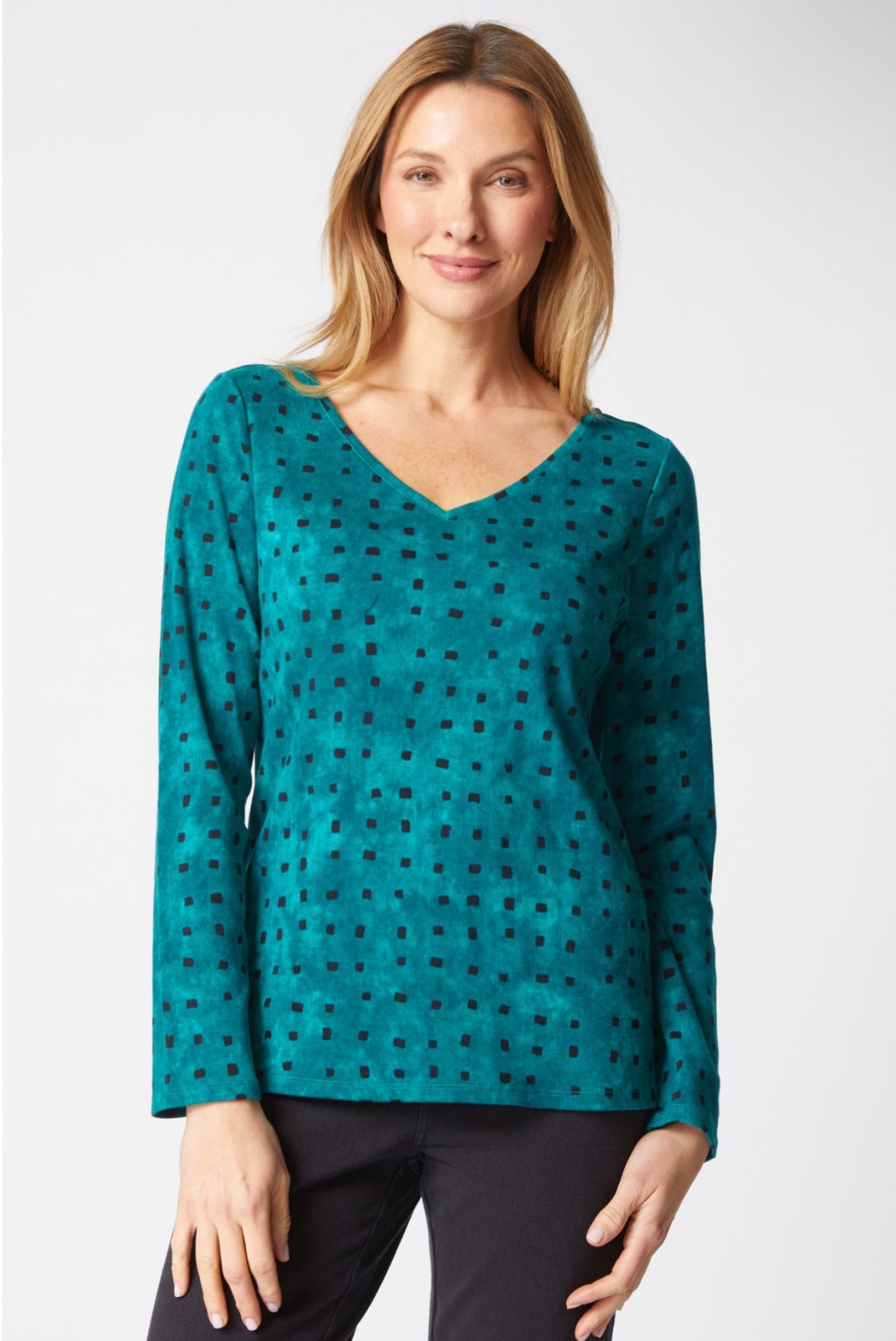 Cozy Rib Tie Dye Easy V-neck