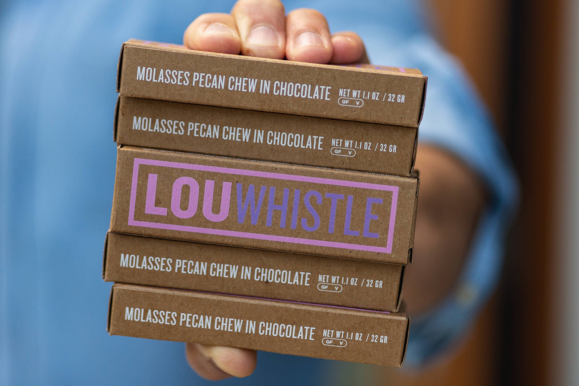 Lou Whistle - Molasses Pecan Chew Covered in Dark Chocolate