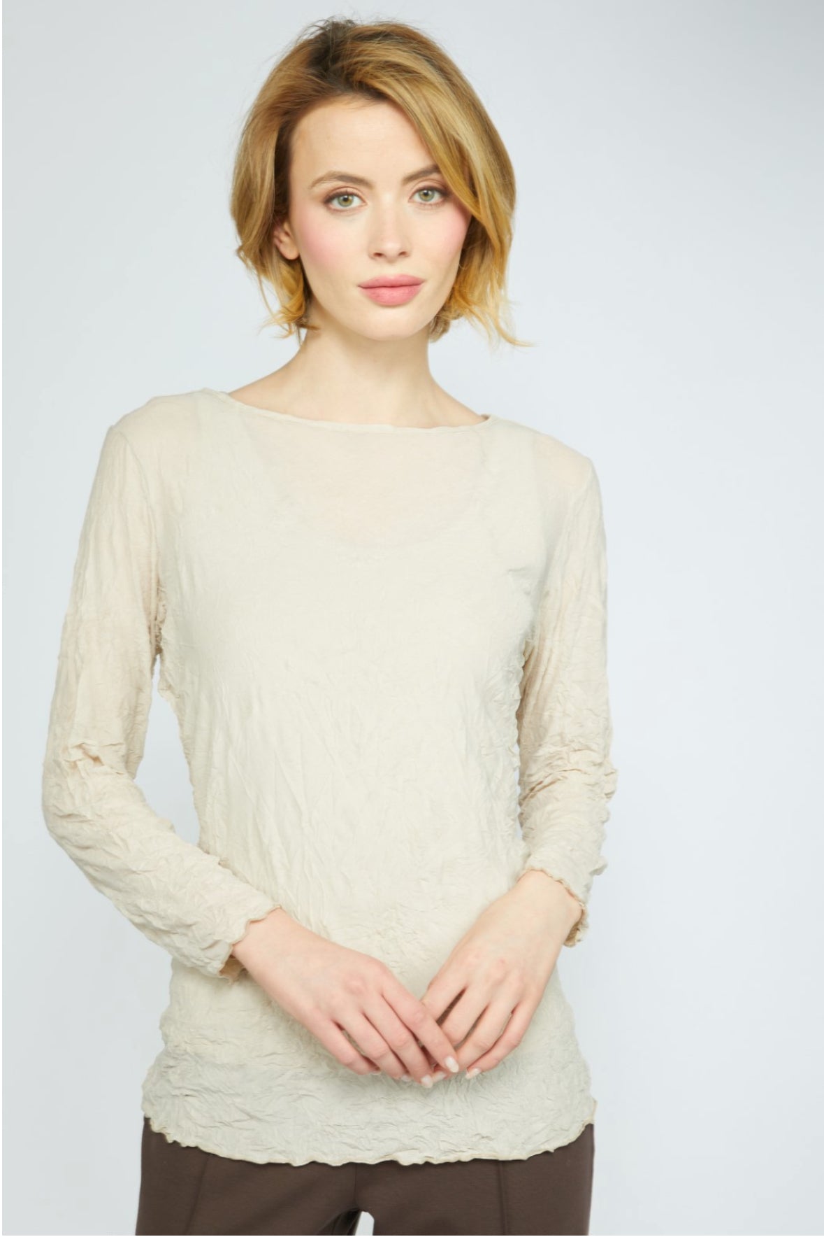 Crinkle Mesh Rushed Layering Tee