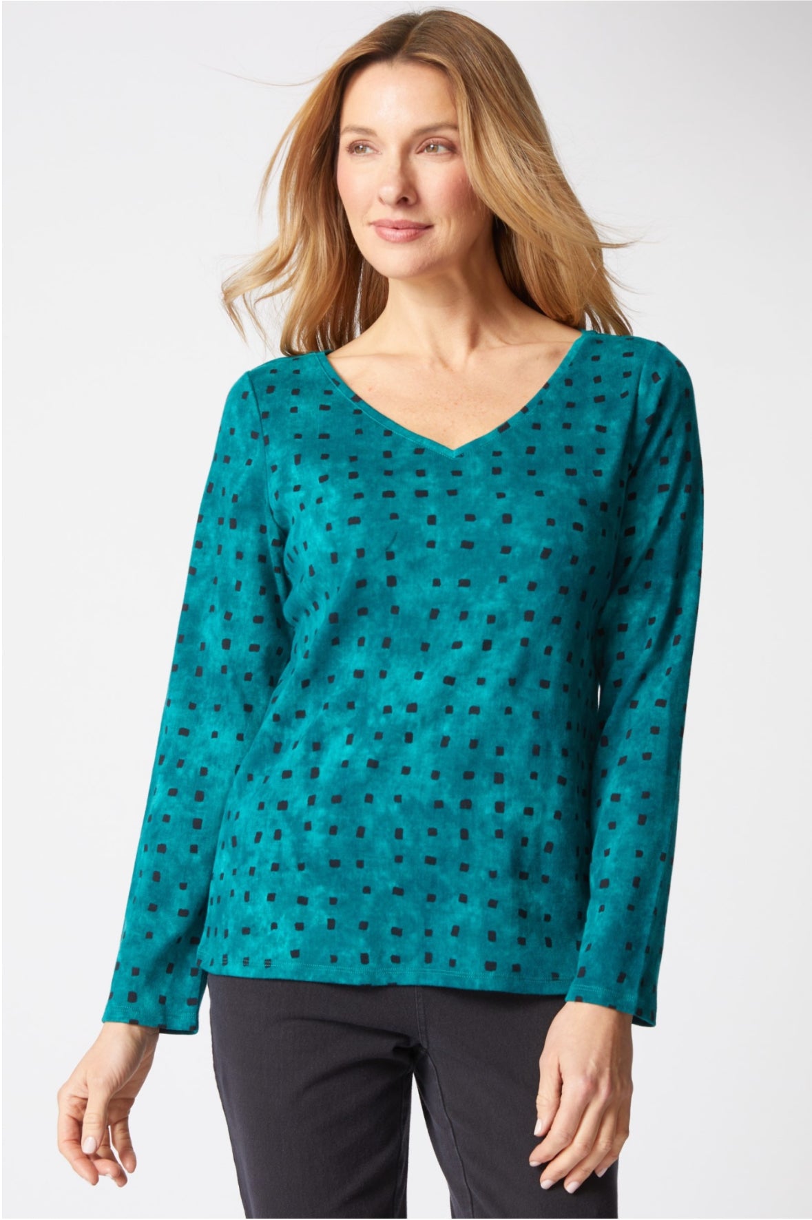 Cozy Rib Tie Dye Easy V-neck