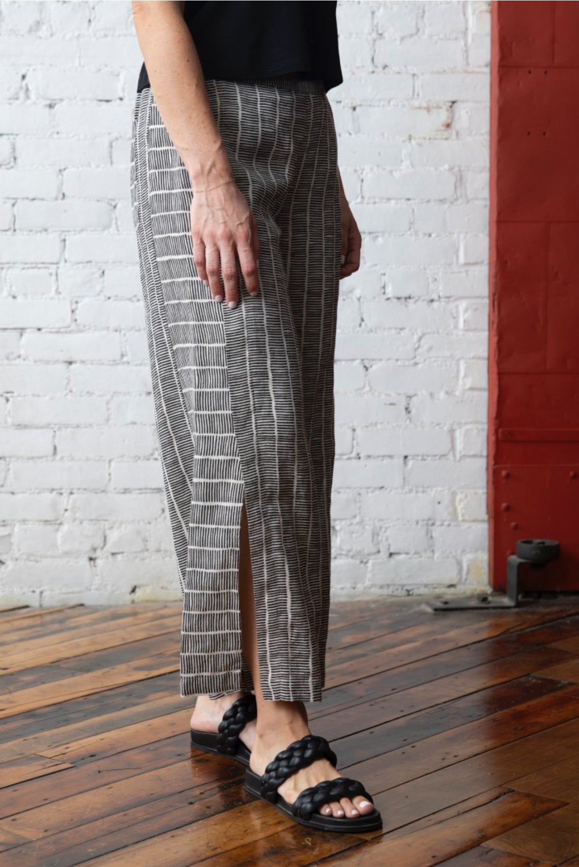 Linen Print Stripe Workhorse Pant