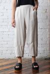 Rayon Crinkle Solid Seamed Lantern Pant