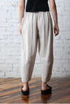 Rayon Crinkle Solid Seamed Lantern Pant