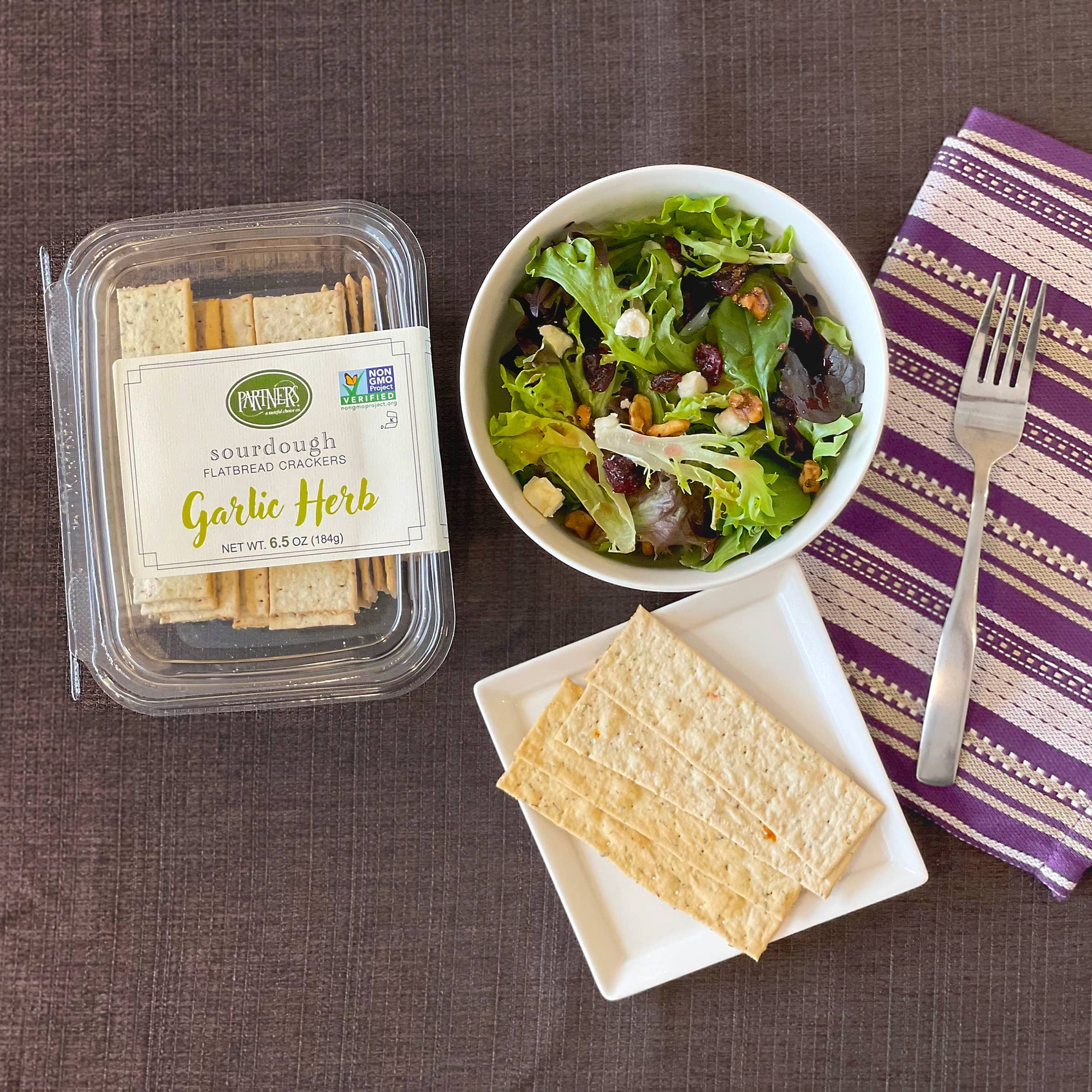 Partners Sourdough Garlic Herb Flatbread Crackers