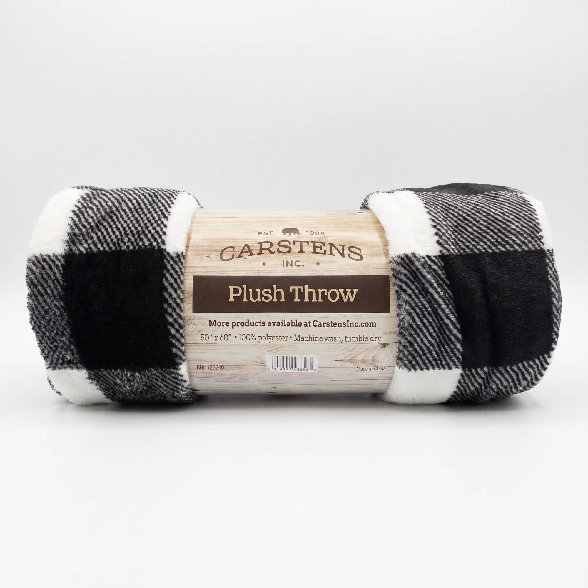 Black &amp; White Buffalo Plaid Fleece Throw Blanket 50x60