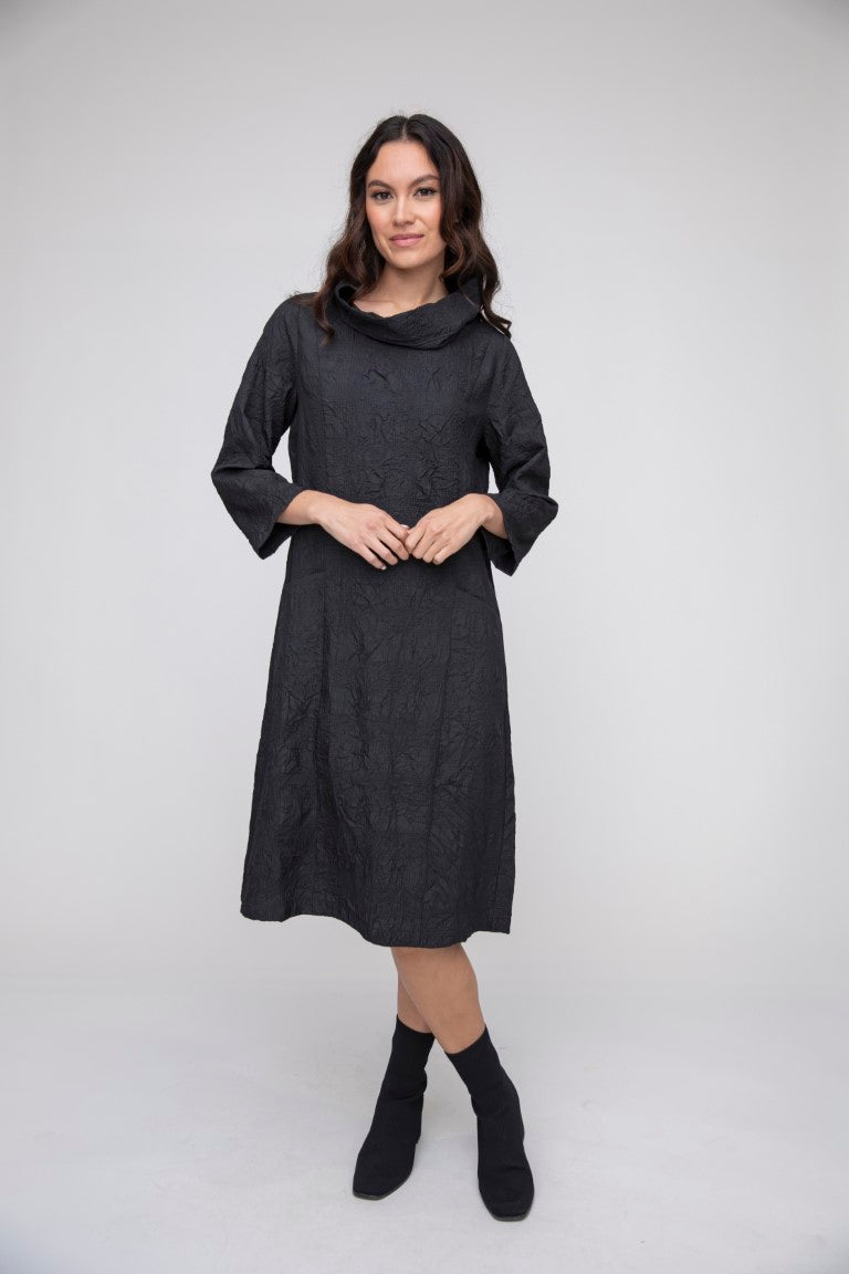 Windowpane Jqrd Crinkle Easy Cowl Dress