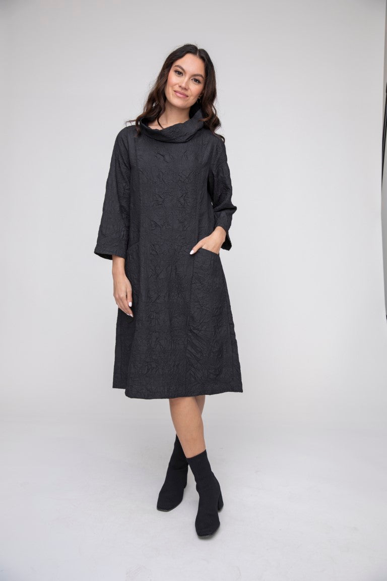 Windowpane Jqrd Crinkle Easy Cowl Dress