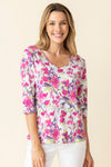 Cozy Rib Floral Easy V-Neck Tee