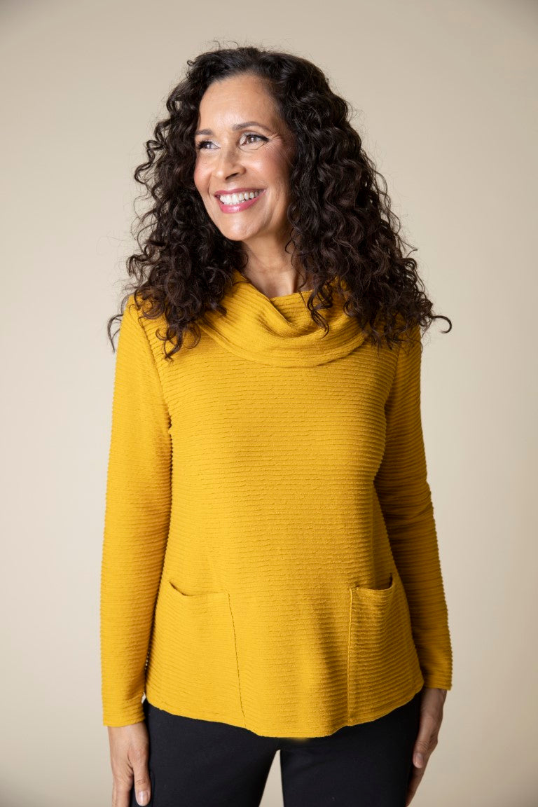 Ripple Effect Cowl Neck Top
